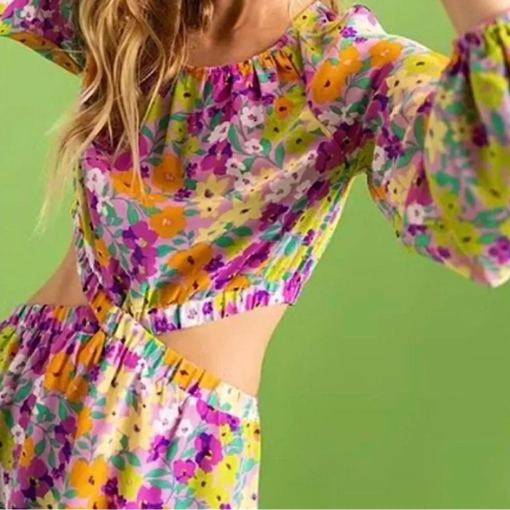 Sanctuary Fresh Garden Vibrant Floral Cutout Mini Dress XS Summer Easter Spring - Picture 2 of 15